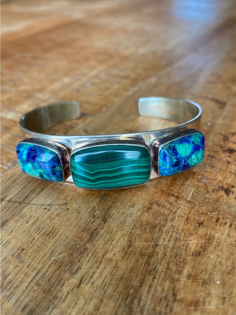 Jay King Sterling Silver Malachite and Azurite Cuff Bracelet